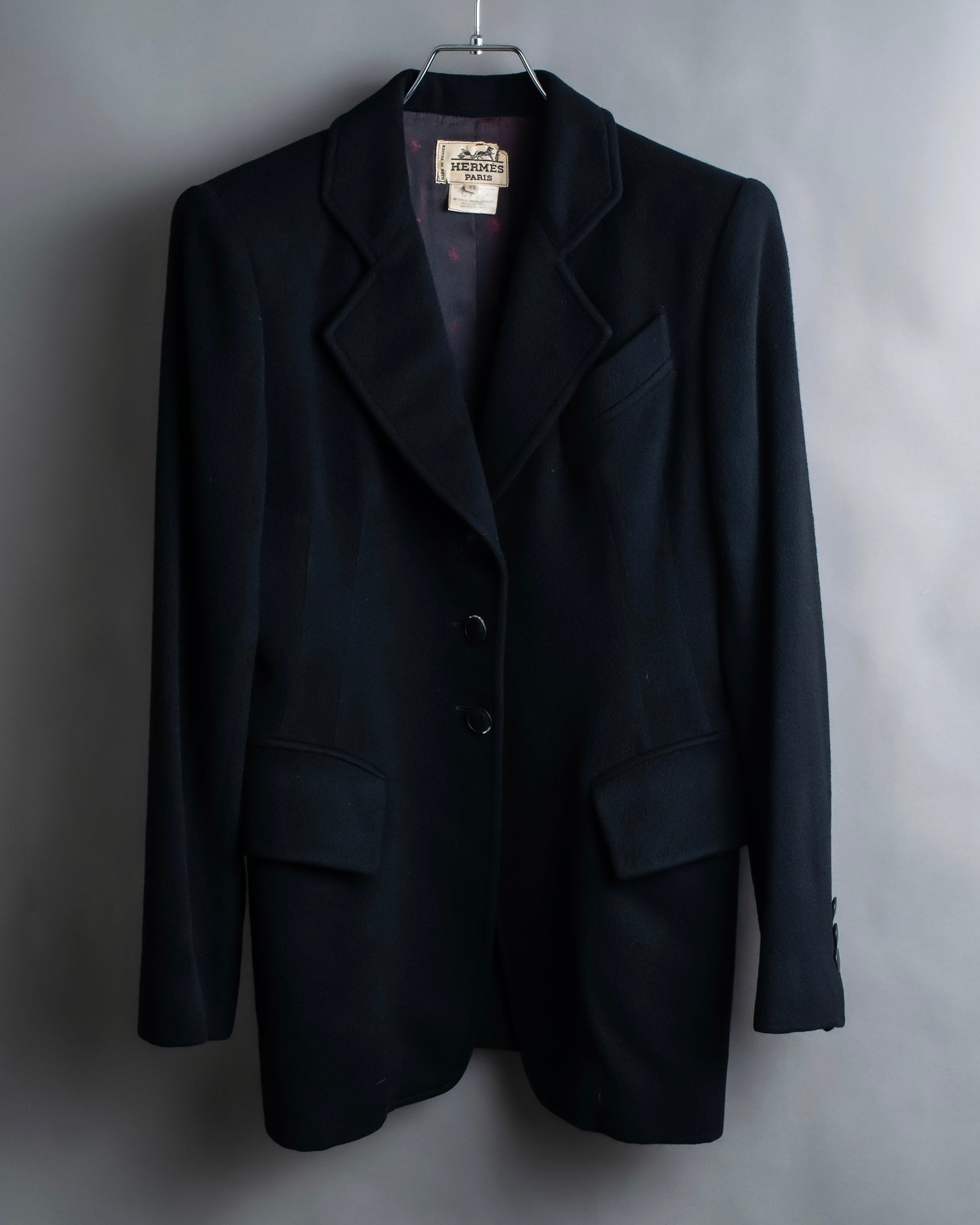 "HERMES" 100% cashmere shaped tailored jacket