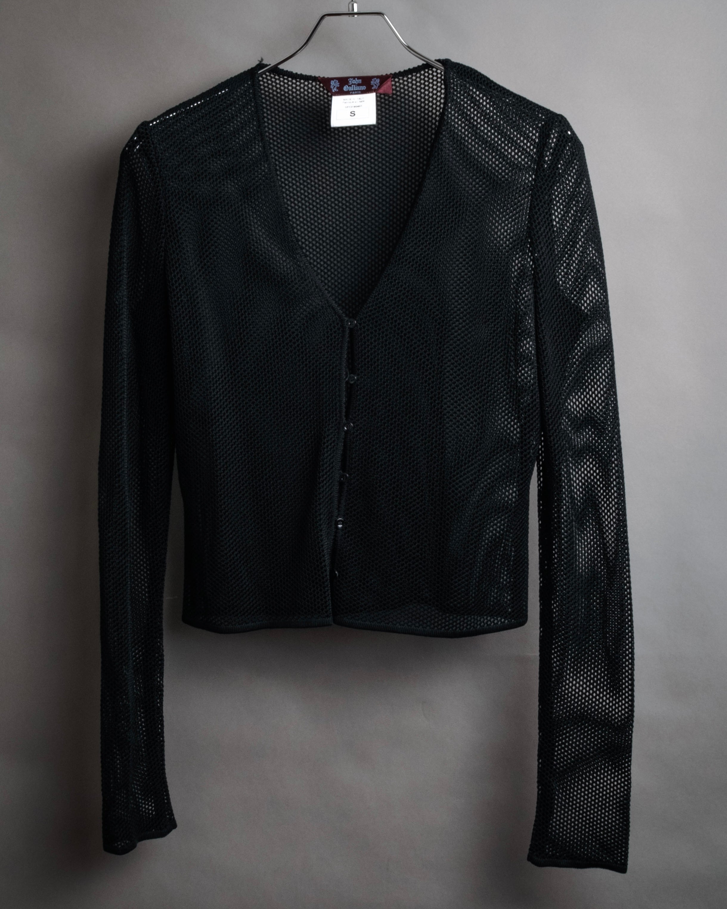 “John Galliano” 00’s Sheer mesh button cardigan