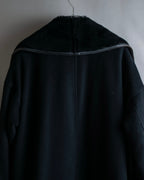 "GIANNI VERSACE UPDATE"
 Fur trimmed wool cashmere maxi double breasted coat