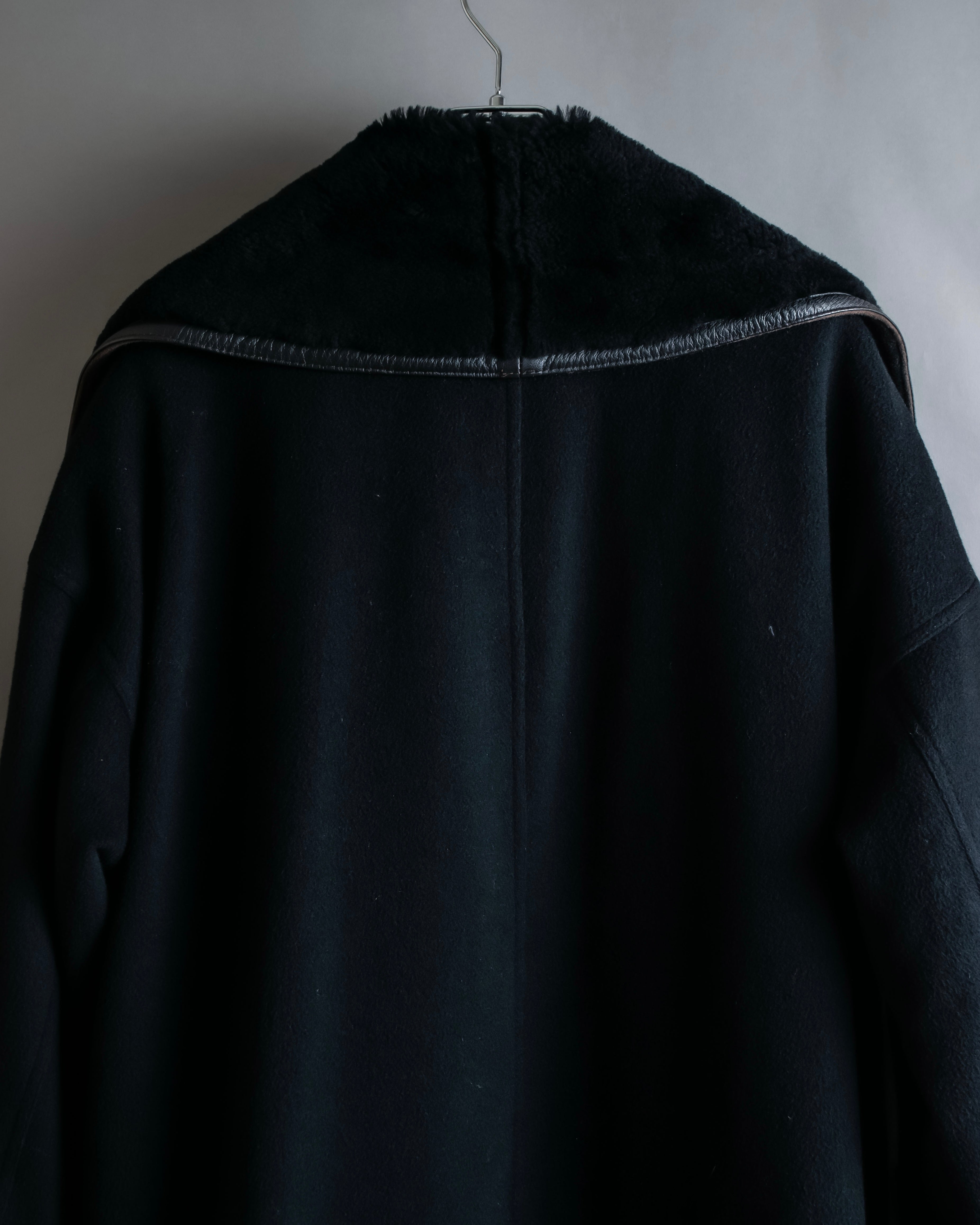 "GIANNI VERSACE UPDATE"
 Fur trimmed wool cashmere maxi double breasted coat