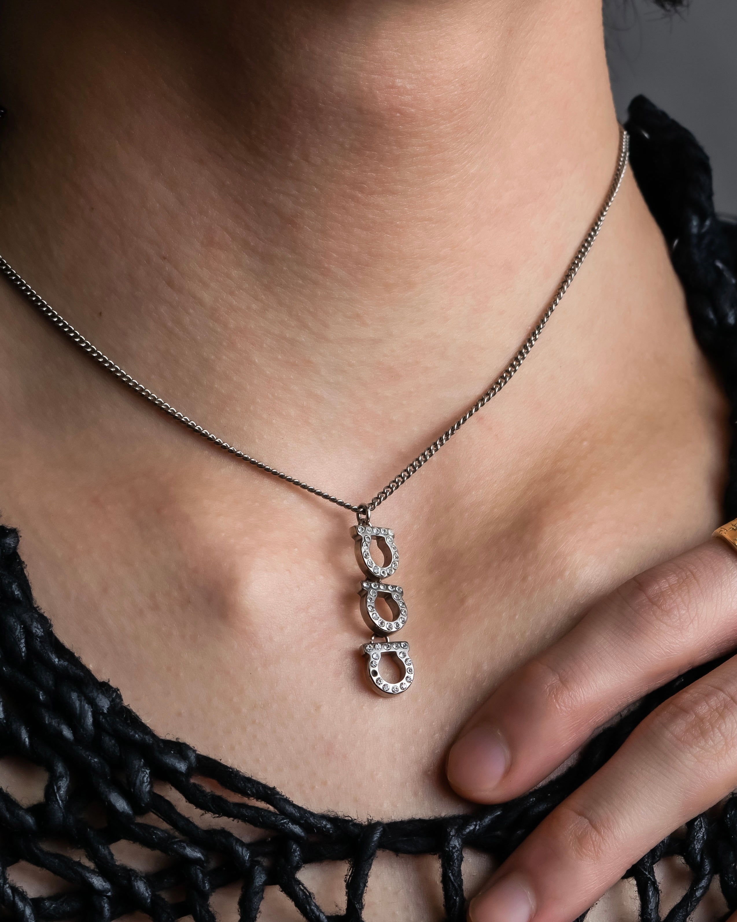 "Salvatore Ferragamo" Gancini pendant silver necklace