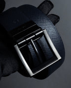 "PRADA" Black x blue reversible design belt