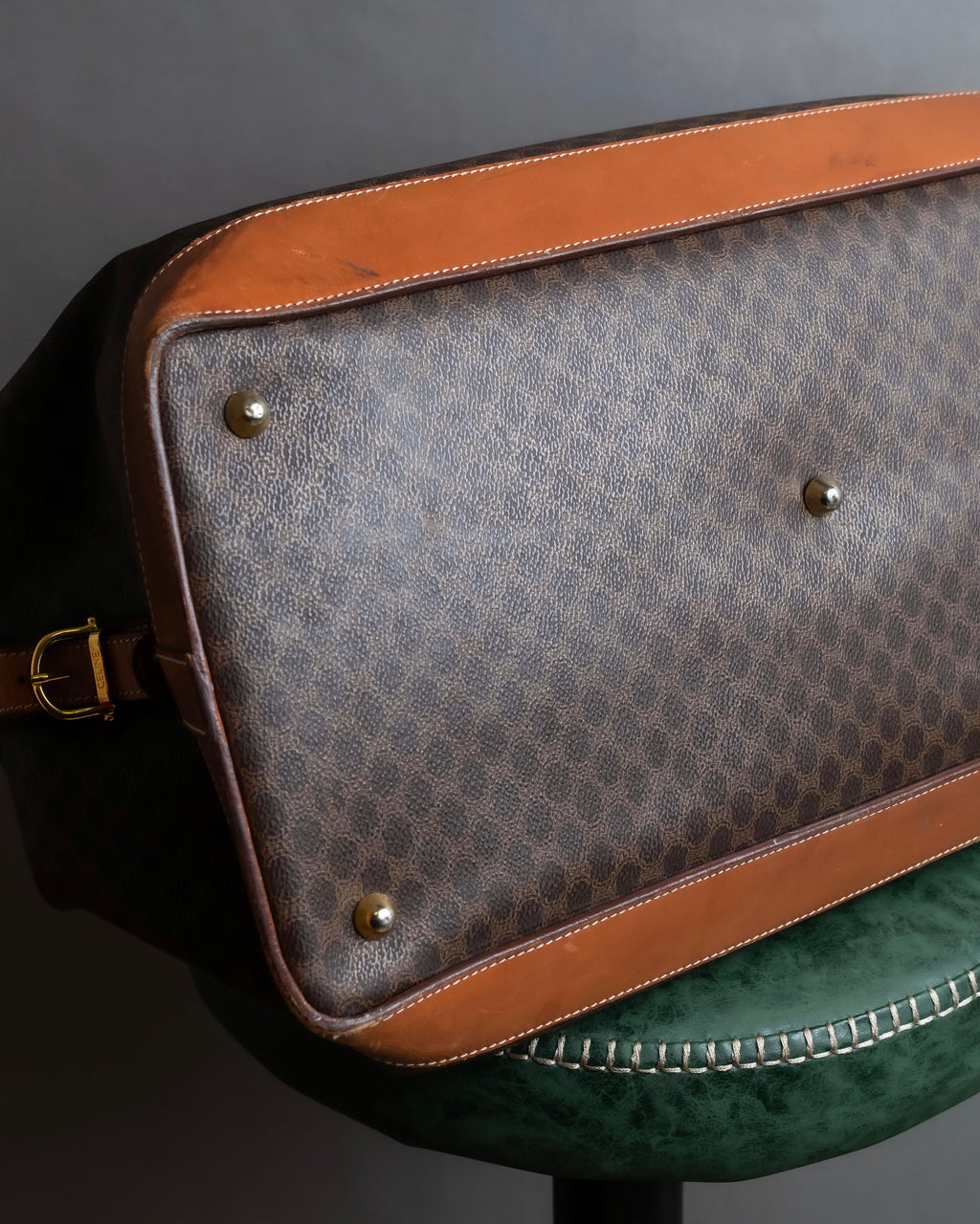 "CELINE" Macadam pattern leather combination boston bag
