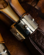 "GUCCI" Bamboo motif leather fringe charm