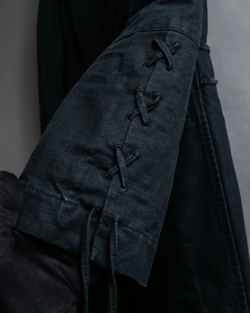 "vanessa bruno" Lace fringe design drawstring cotton linen shirt dress