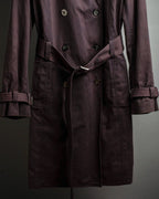 "CELINE" Triomphe button design in plum brown color
 trench coat