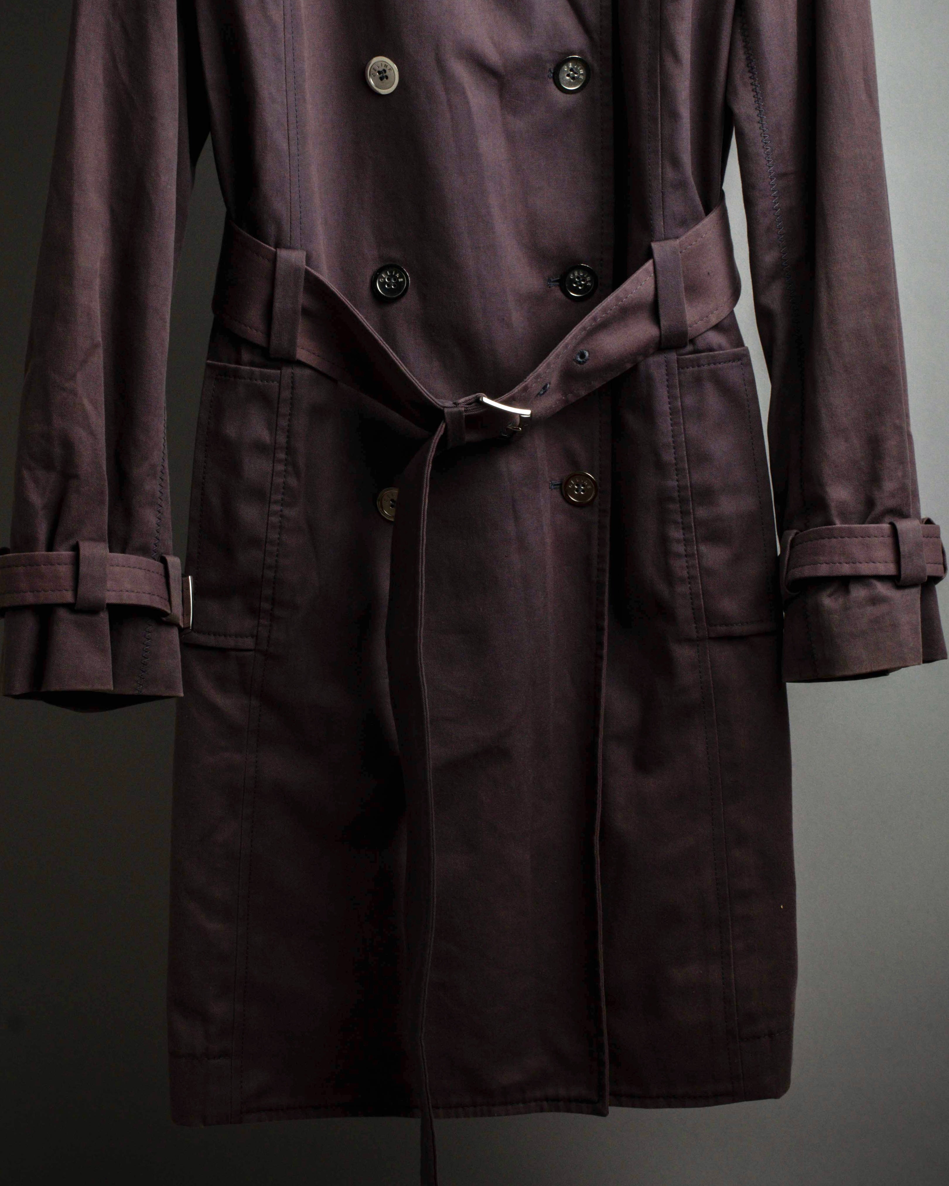 "CELINE" Triomphe button design in plum brown color
 trench coat