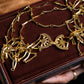 "YVES SAINT LAURENT" Gold three chain layered long necklace