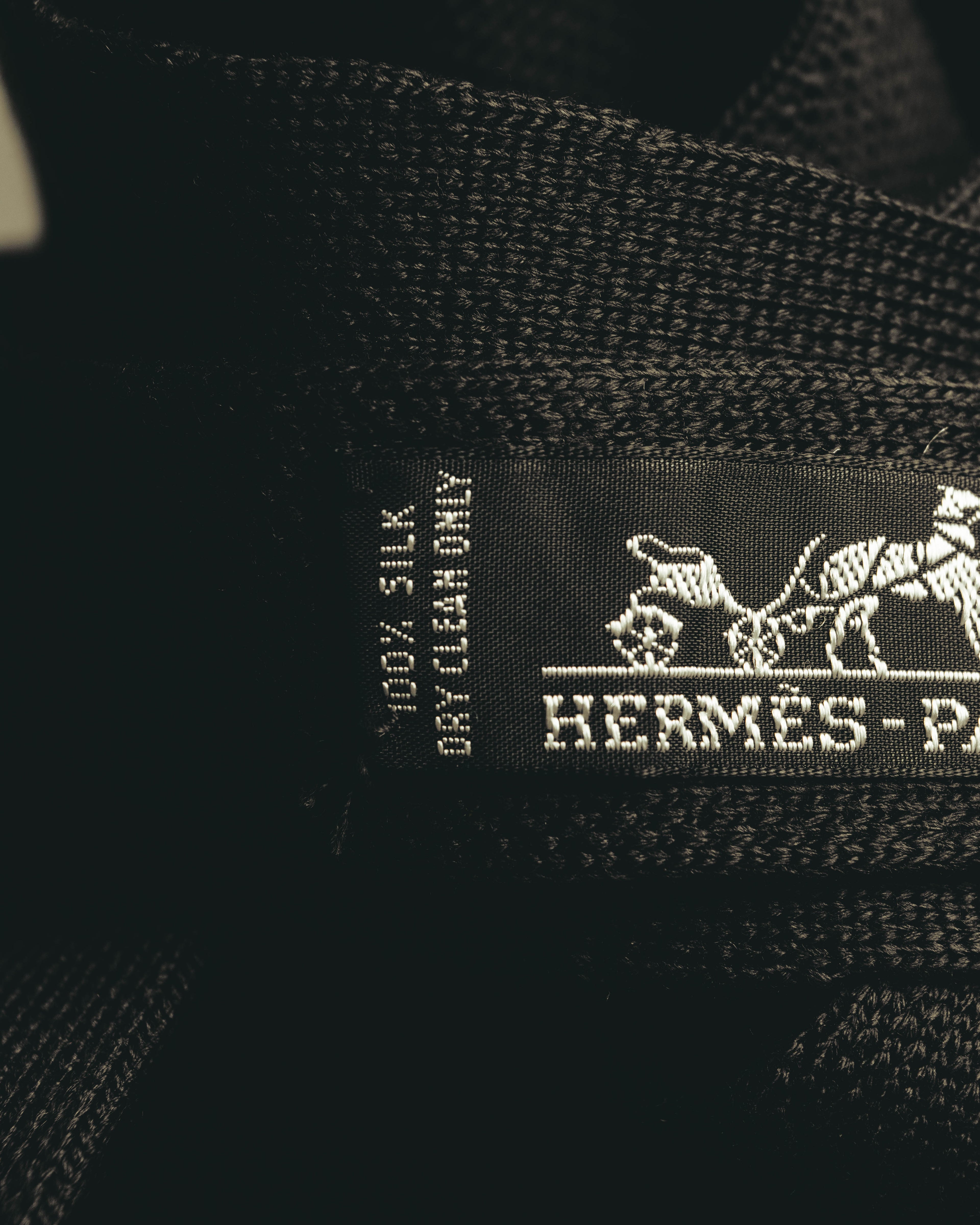 "Hermès" Black silk knit tie