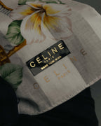 "CELINE" 90's Floral logo cotton square scarf