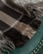 "GUCCI" GG monogram logo pattern fringe design stole