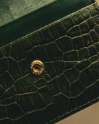 "Yves Saint Laurent" 80's Dark green crocodile compact wallet