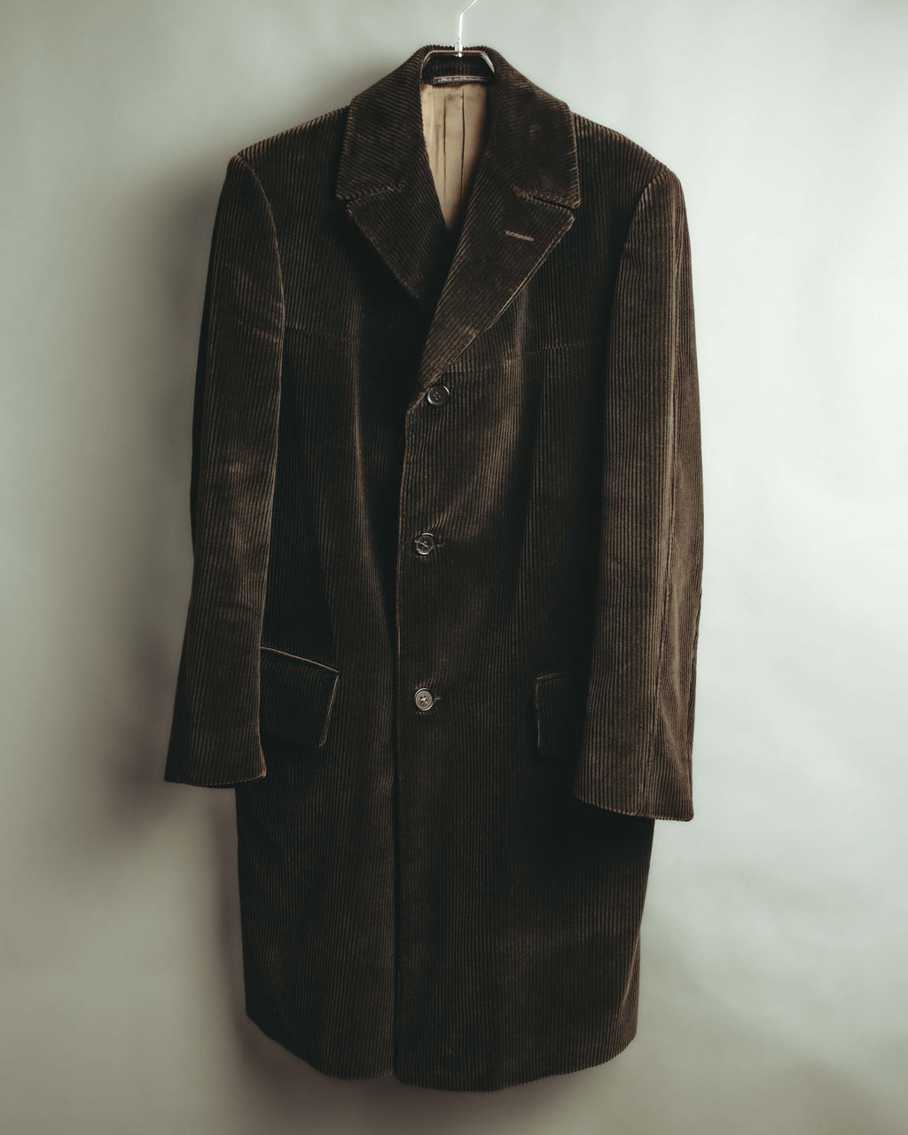 -SPECIAL- "GUCCI" 90's-00's Dark brown corduroy tailored chesterfield coat