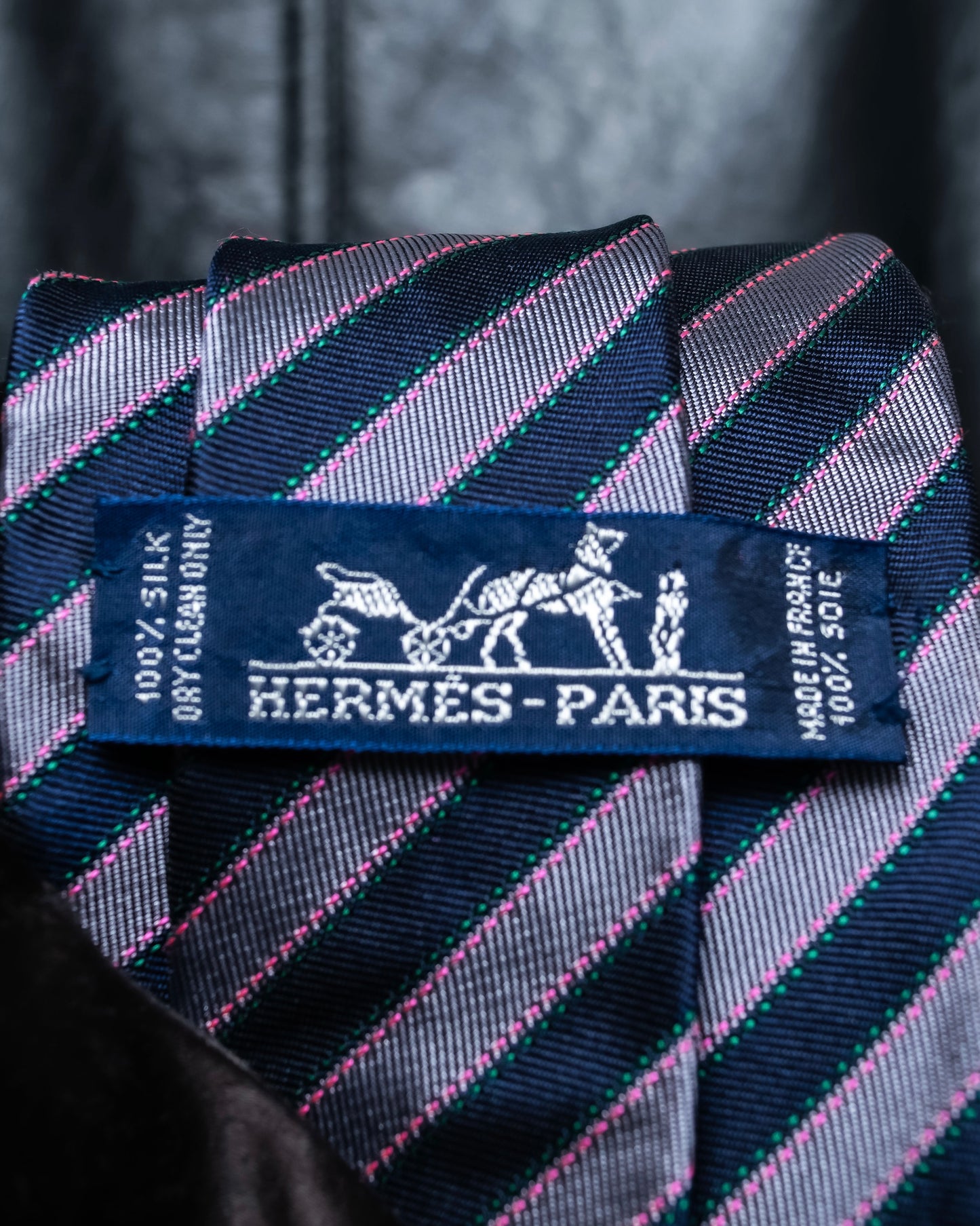 "HERMES" Pink accent regimental tie