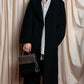 "Vintage large lapel design belted long gown coat"