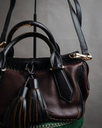 “BURBERRY” 2010’s Brogue tassel leather bag