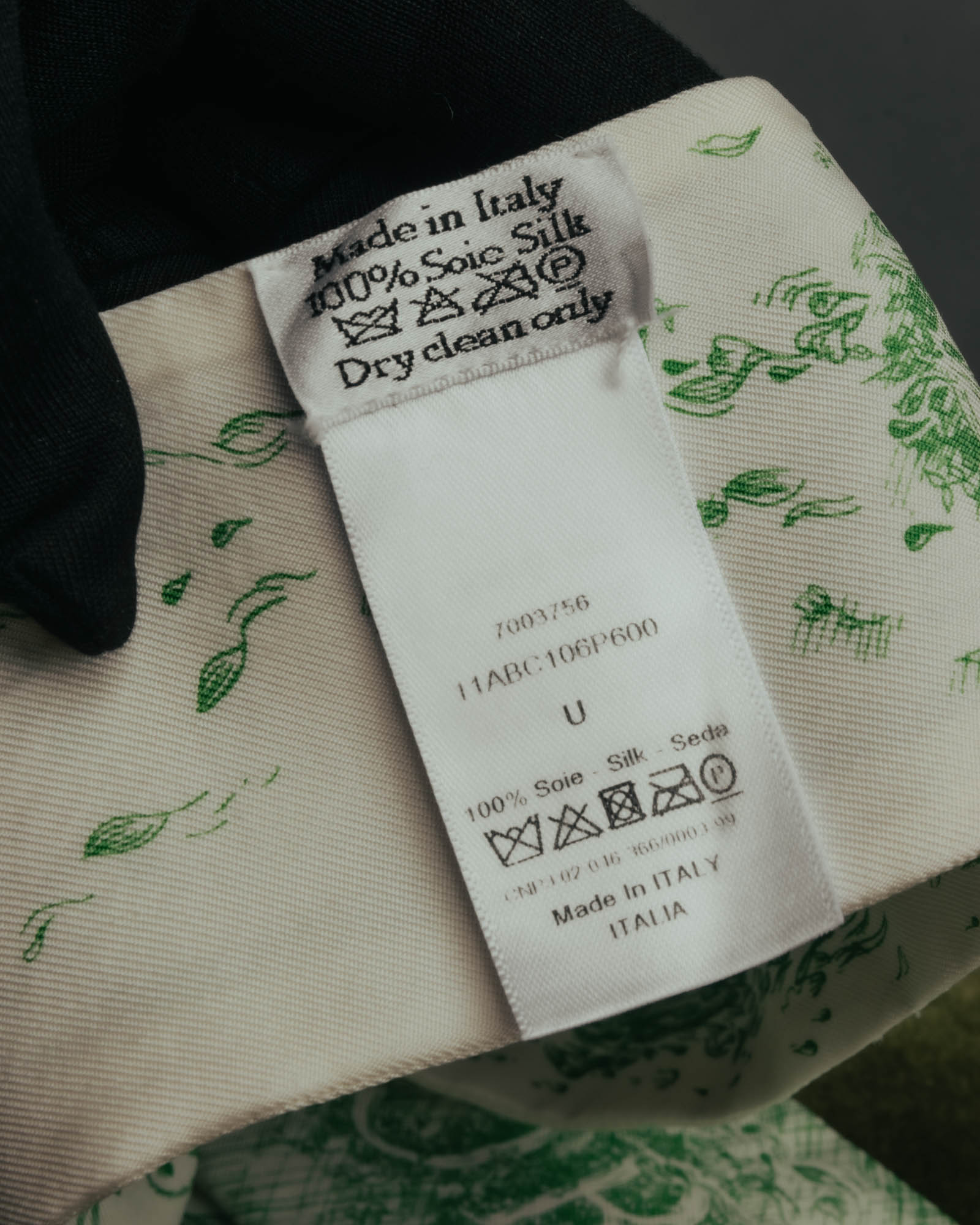 "DIOR" Green printed silk mitzah scarf