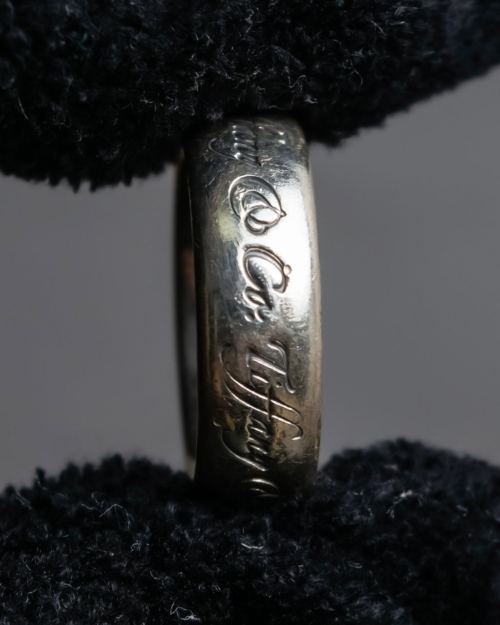 "Tiffany&Co" Notes series cursive logo engraved silver ring