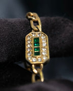 “Christian Dior” green & clear crystal designed gold chain bracelet