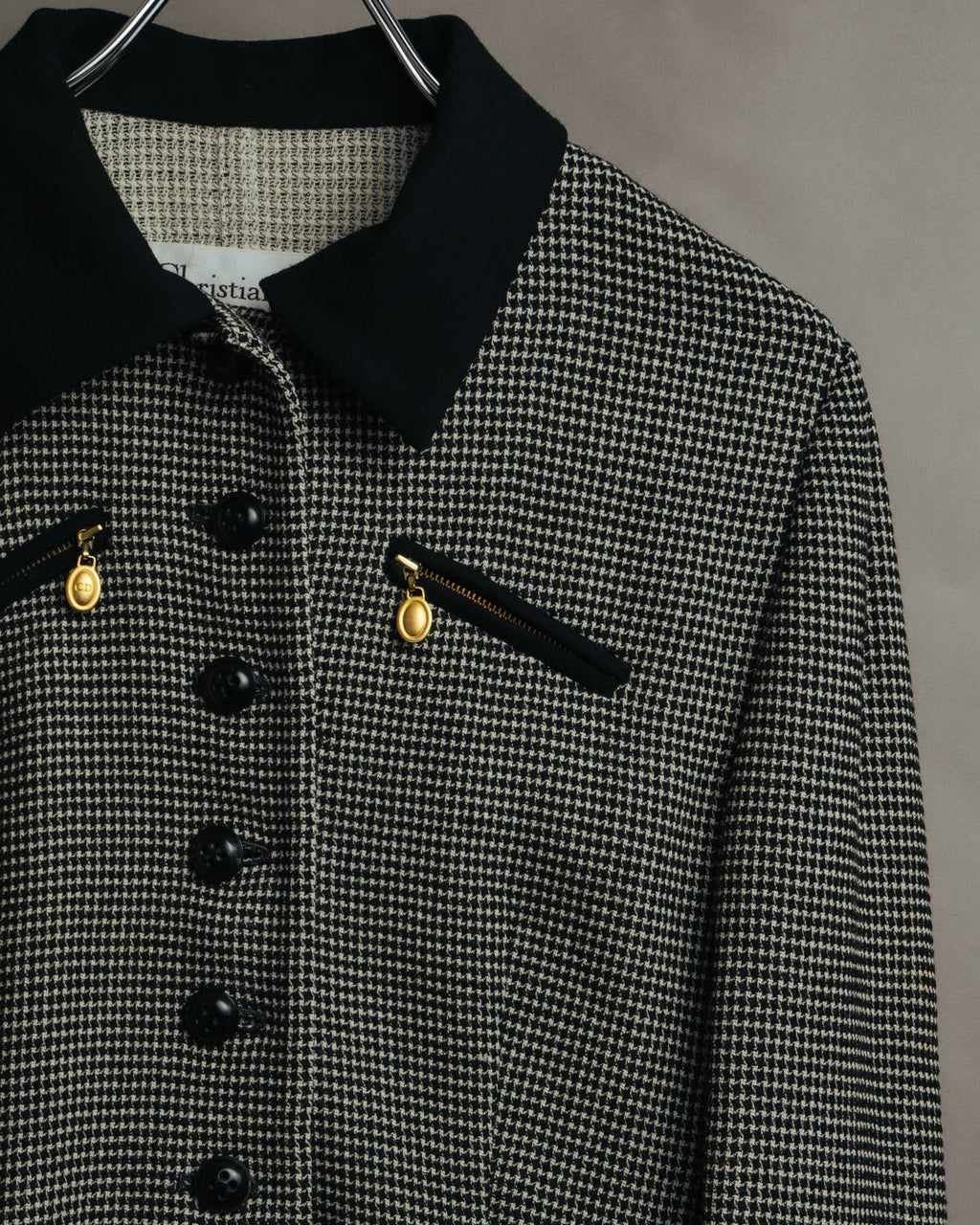 "Christian Dior" 80's-90's Wool-blend houndstooth jacket