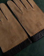 "LOEWE" Logo engraved combination leather gloves