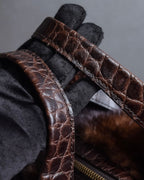 "FALORNI ITALIA LE BORSE" Mink fur leather combination design bag