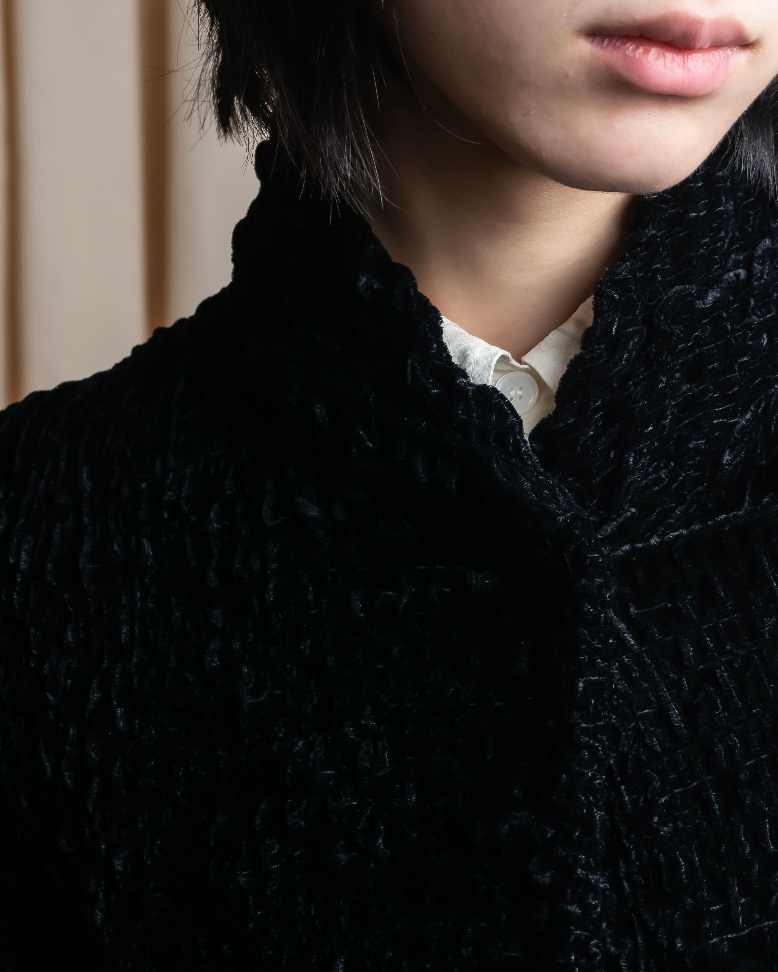 "GIORGIO ARMANI" Stand collar velour long coat