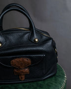 "LOEWE" Flap pocket design ostrich leather bag
