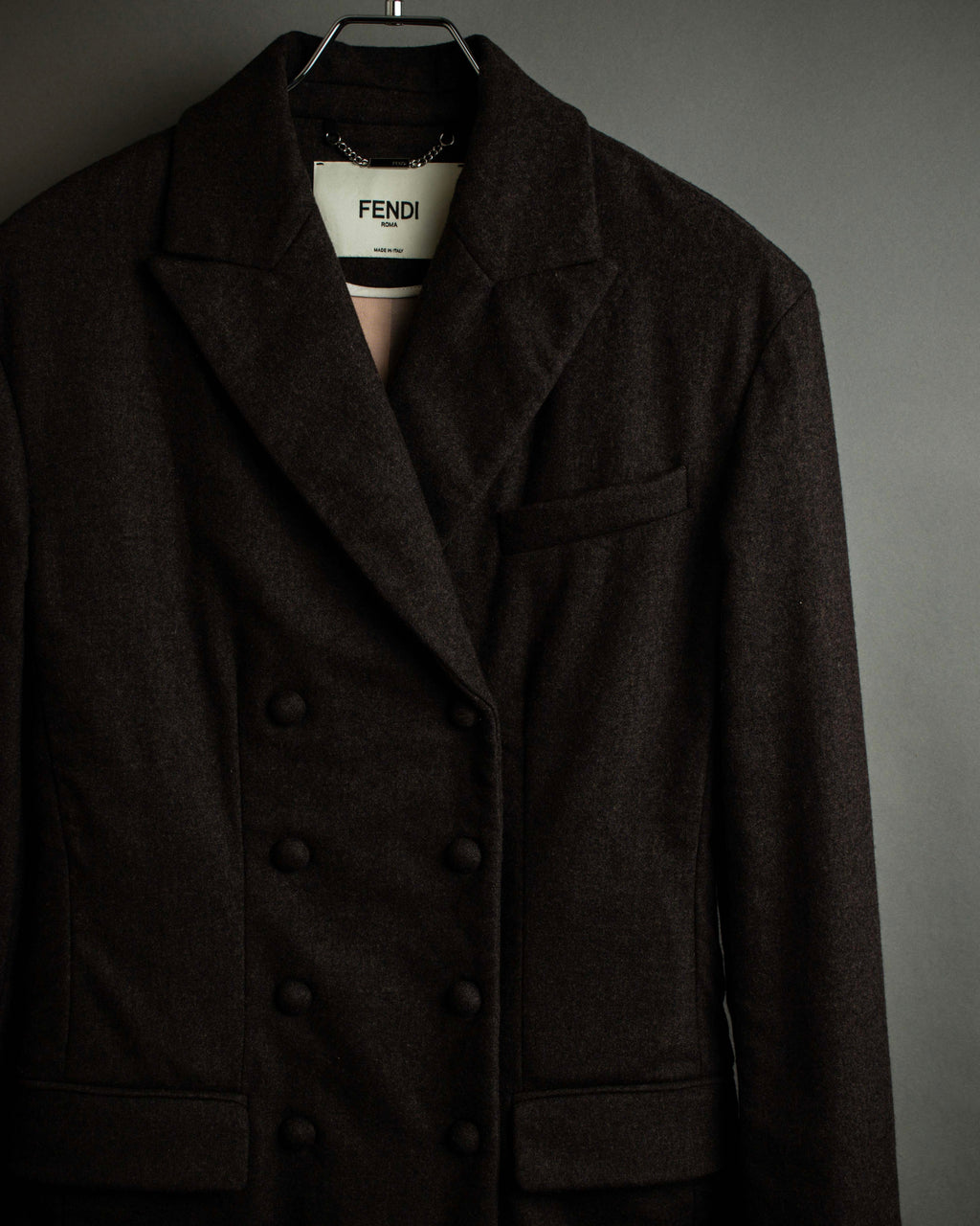 "FENDI" Double-breasted heavy duty wool flannel jacket