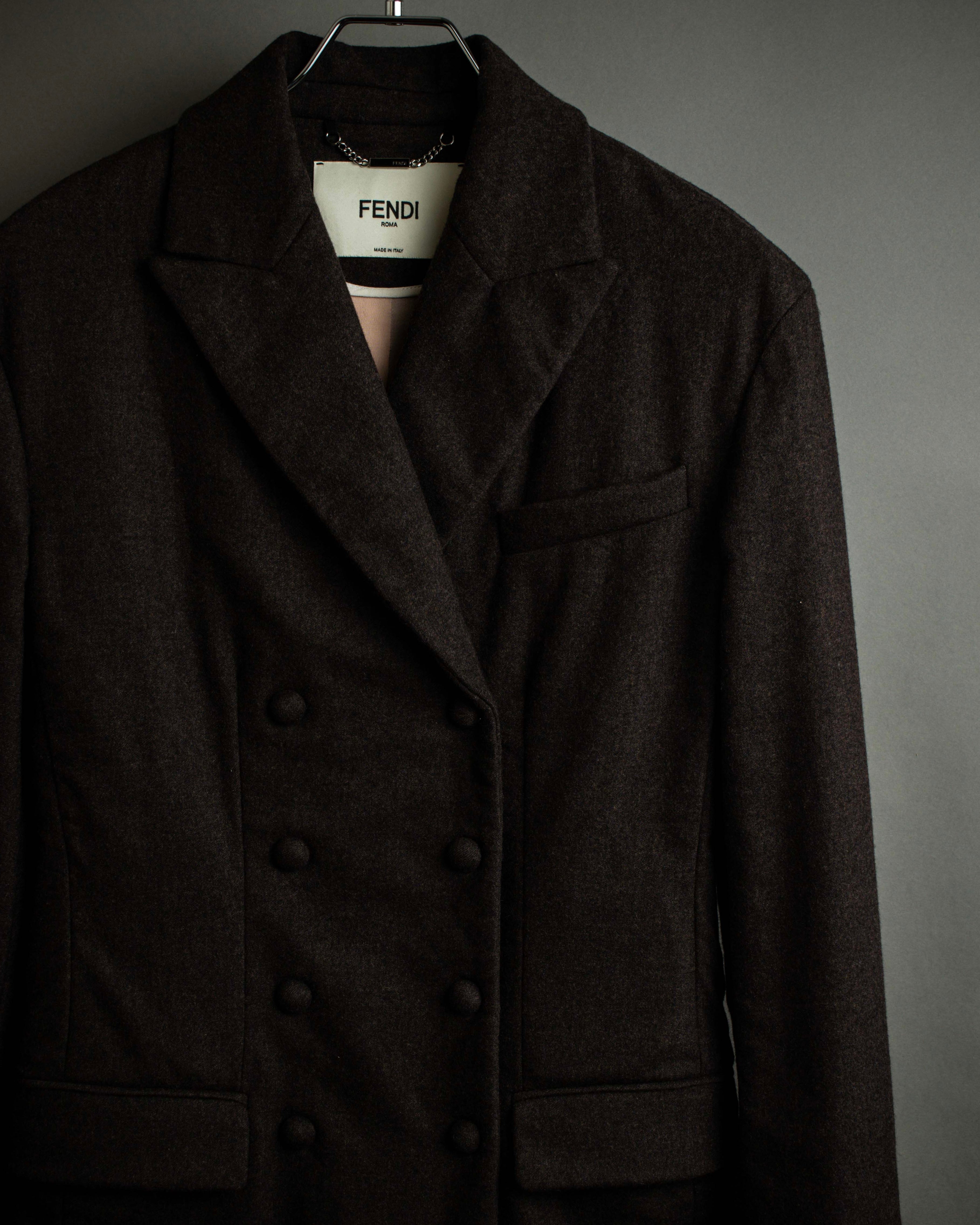 "FENDI" Double-breasted heavy duty wool flannel jacket