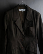"Christian Dior PRETA-PORTER" CD logo embroidered suede tailored jacket