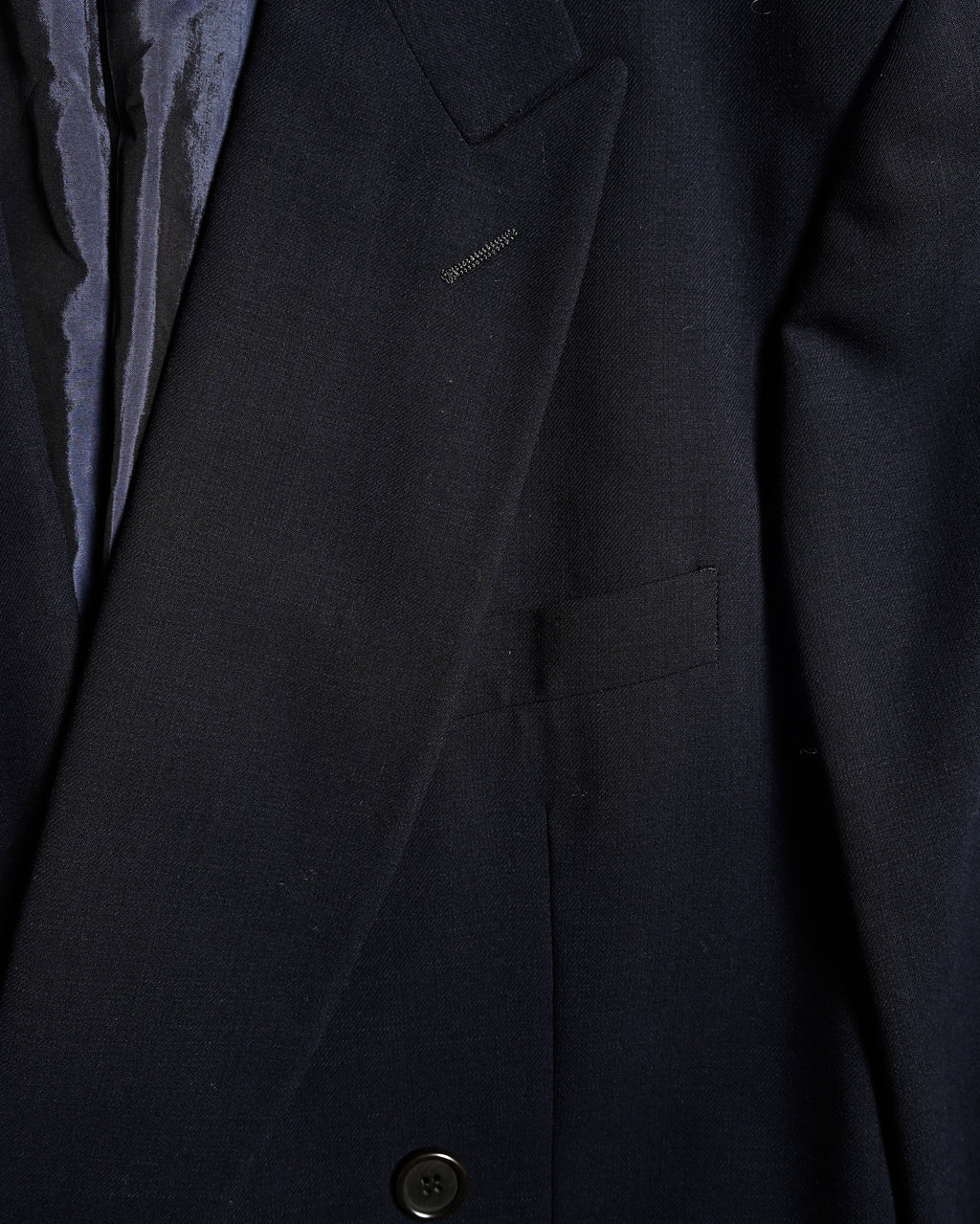 GIORGIO ARMANI/ Curved Lapel Oversized Double Breasted Tailored Jacket Navy