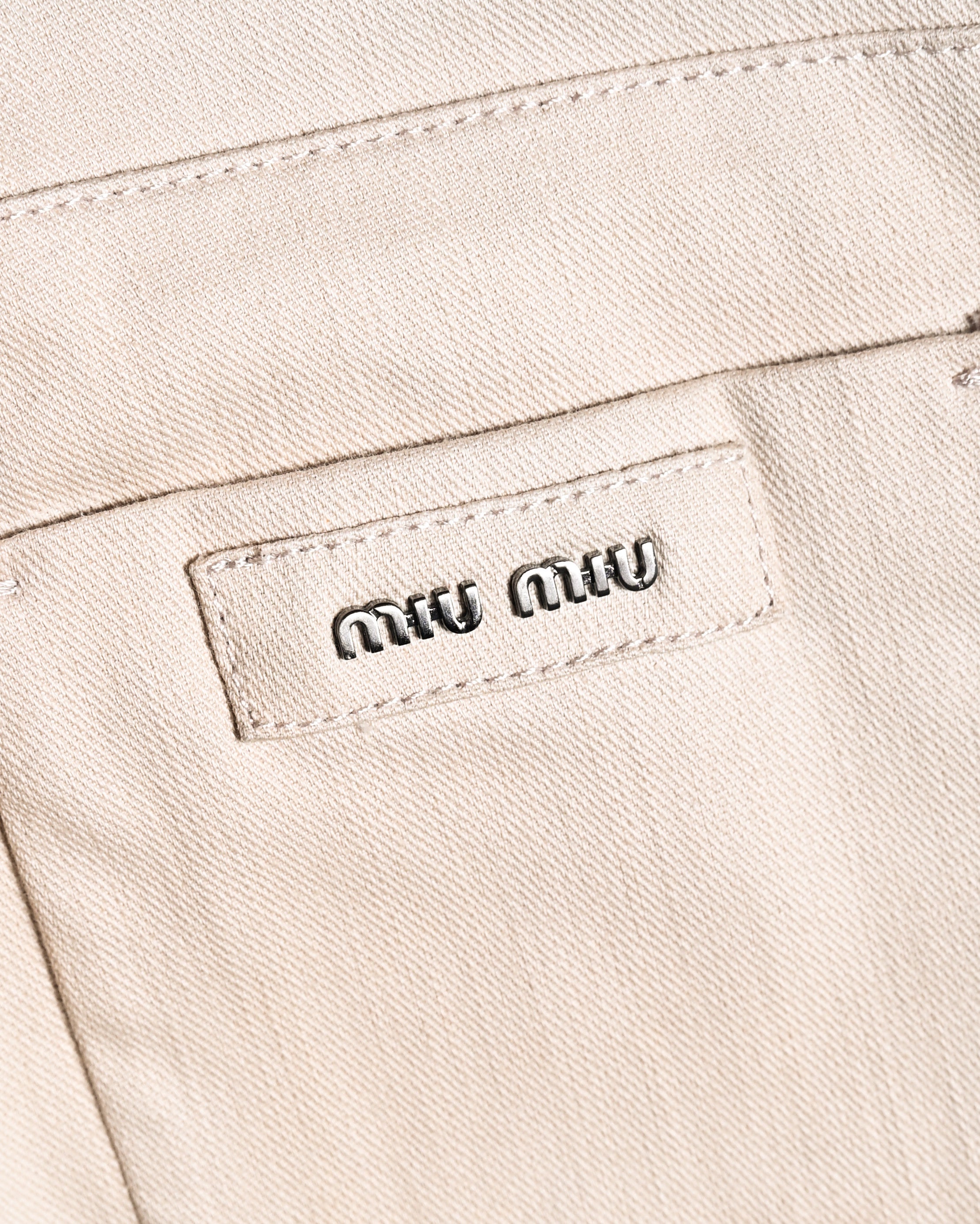 MIU MIU/ Back Metal Logo Designed Riding Pants Beige