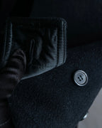 "GIANNI VERSACE UPDATE"
 Fur trimmed wool cashmere maxi double breasted coat