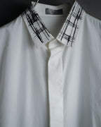 –SPECIAL– "Dior" 2024SS Embroidered grid-collar fly-front shirt