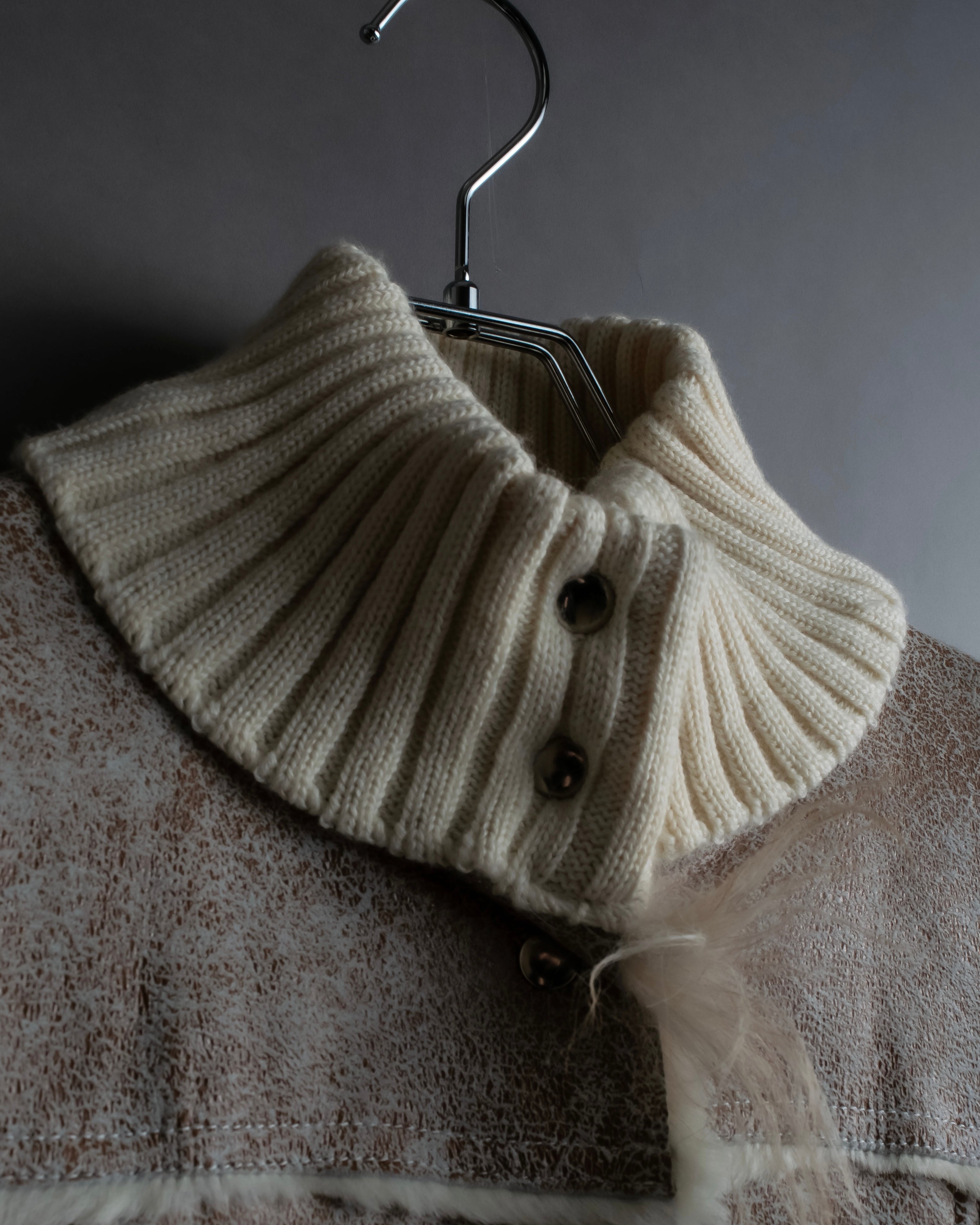 "Dolce &amp; Gabbana" Mouton &amp; knit combination design coat