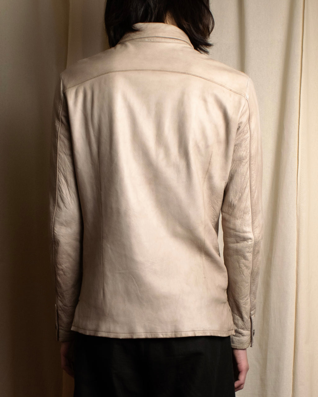 "ISAMU KATAYAMA" Dart-shaped deer leather shirt jacket