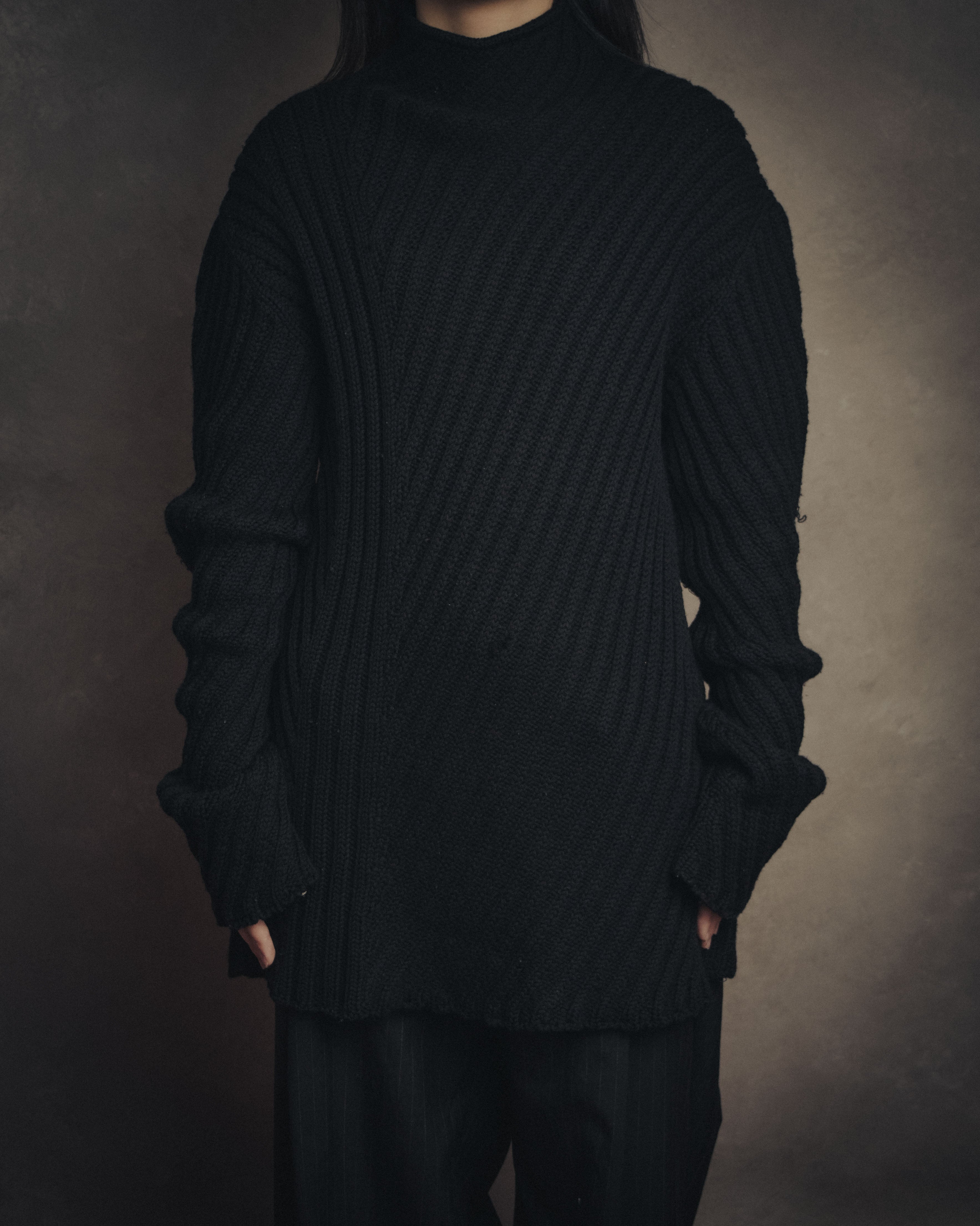 –SPECIAL– “HERMES” 90’s-00’s Bias rib merino knit sweater