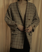 "GUCCI" 80’s checked wool shawl collar jacket