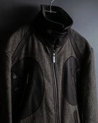 "BURBERRY Black Label" Leather combination design zip-up blouson
