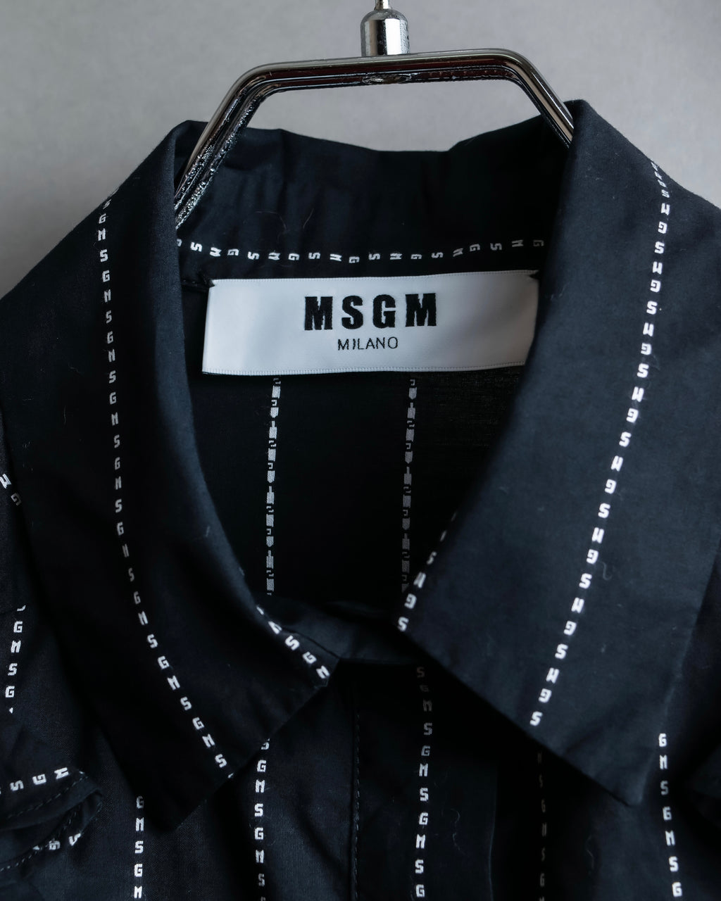 "MSGM" Frill design logo pinstripe pattern shirt