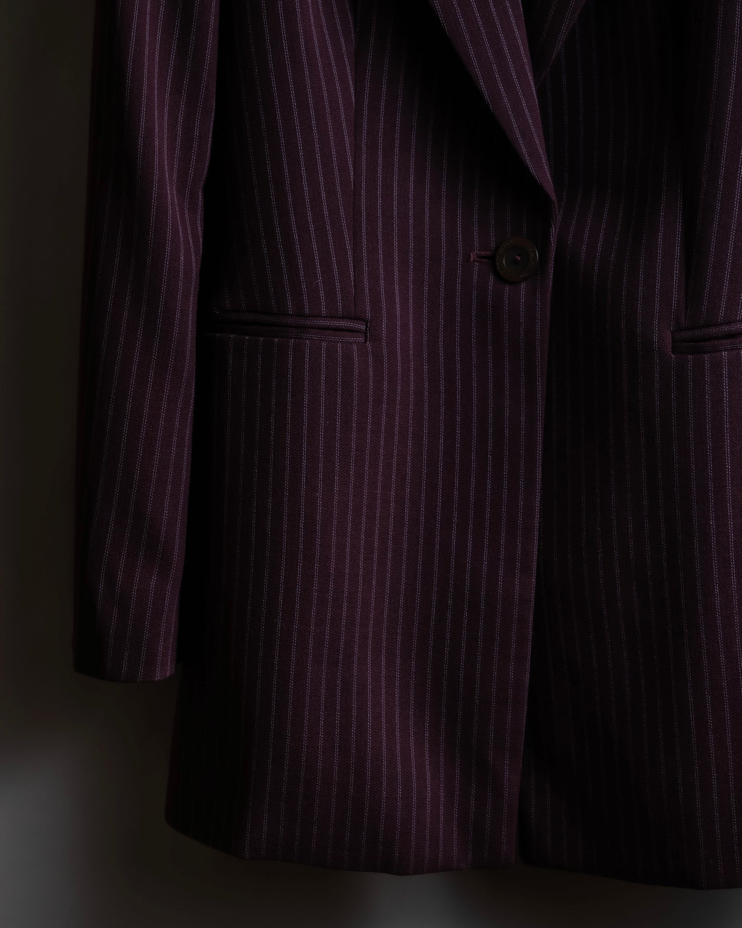 "GIANFRANCO FERRE" Striped peak lapel 1 button tailored jacket