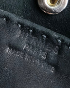 "HERMES" Tout en Douceur black suede panel line shoulder bag