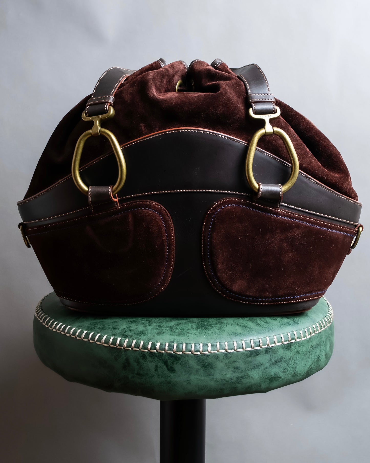 "LOEWE"  Leather suede design drawstring one shoulder bag