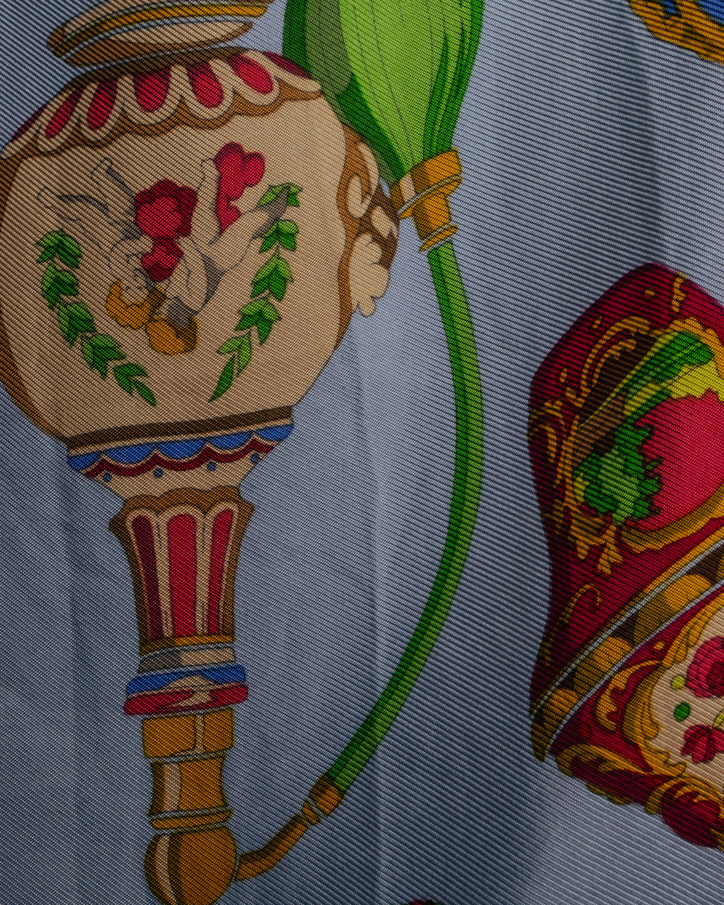 "GUCCI" 90's-00's Vintage botanical and perfume bottle silk scarf