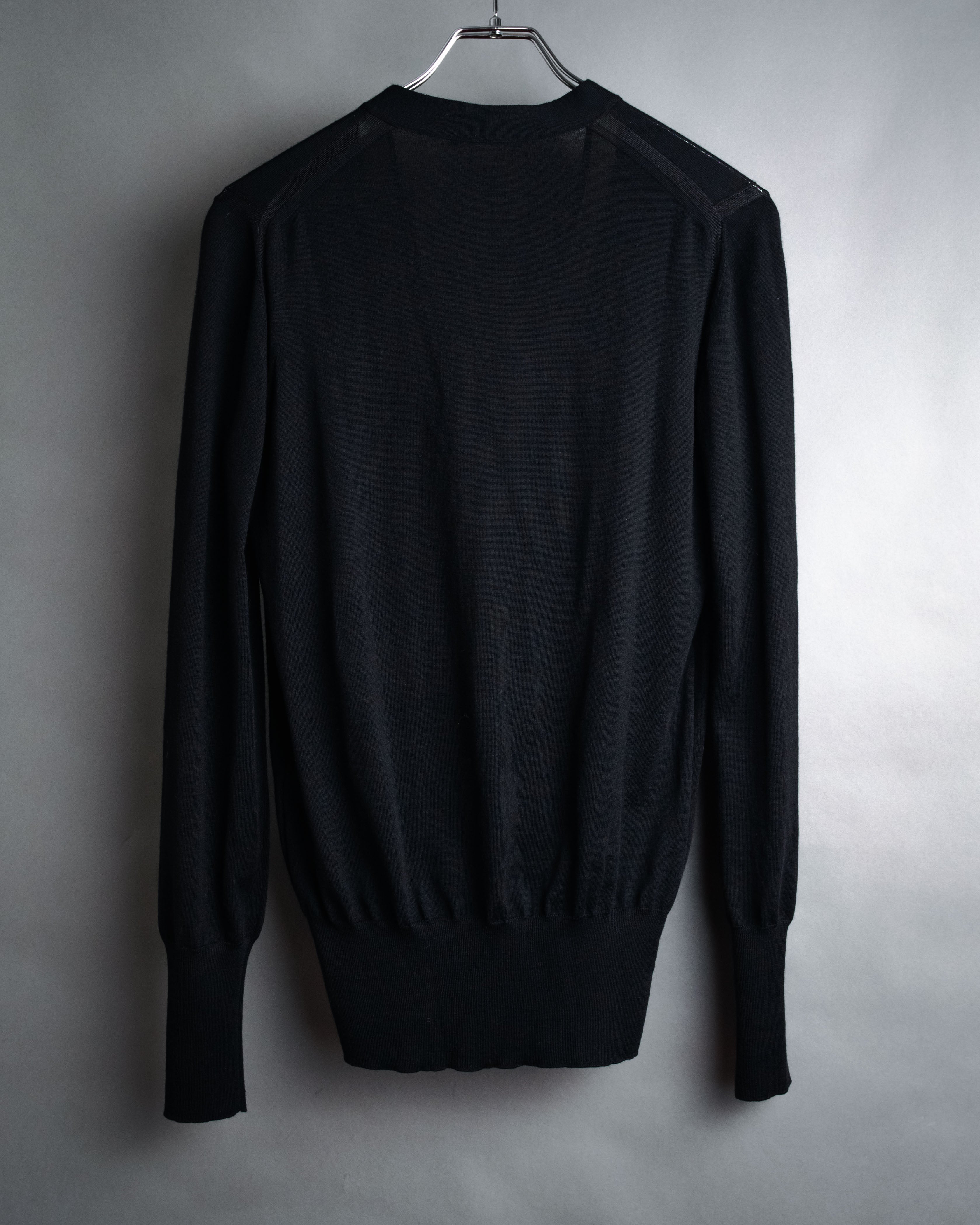 “CELINE” 2010’s Contrast placket wool silk cardigan