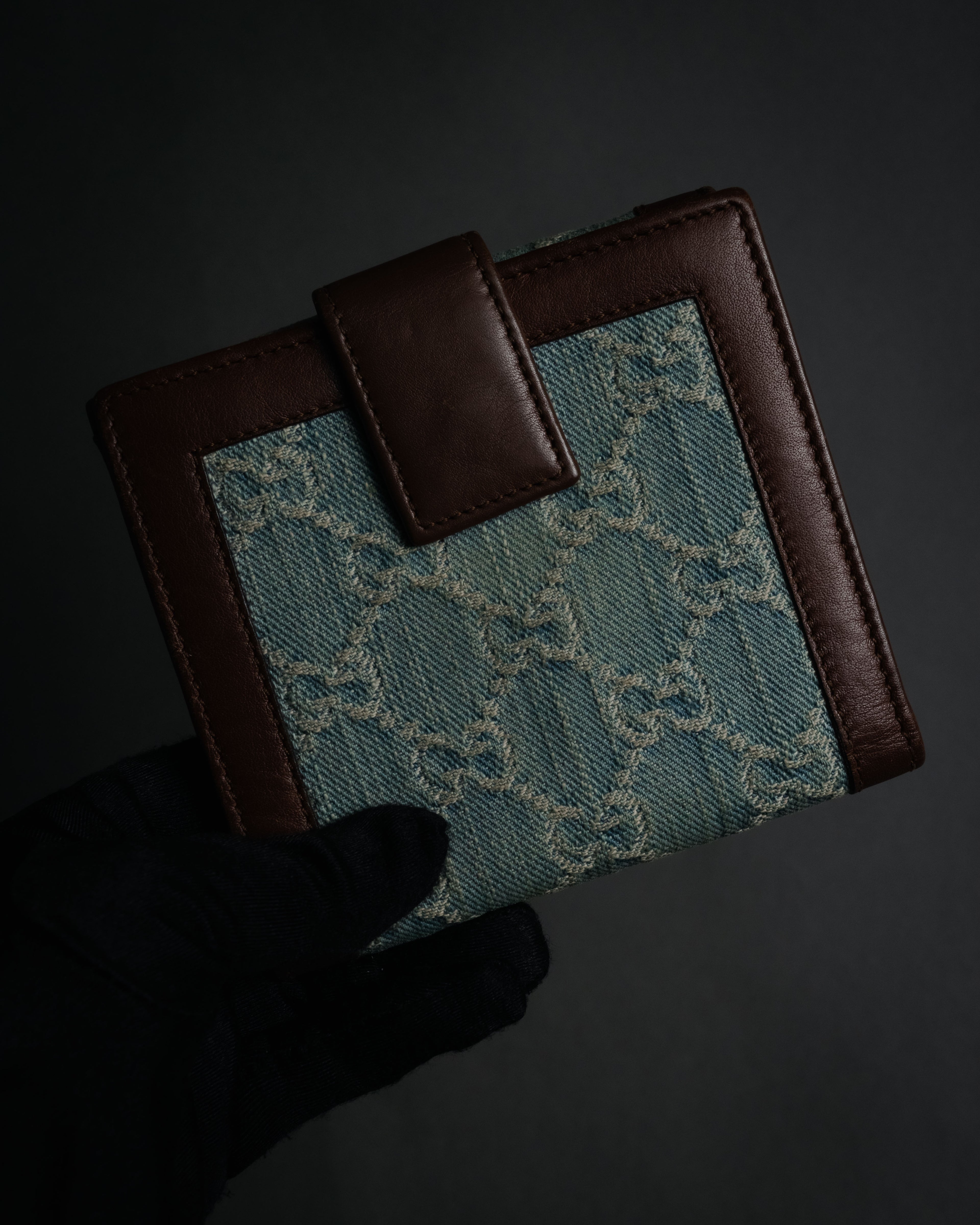 “GUCCI” 00’s GG denim script logo wallet