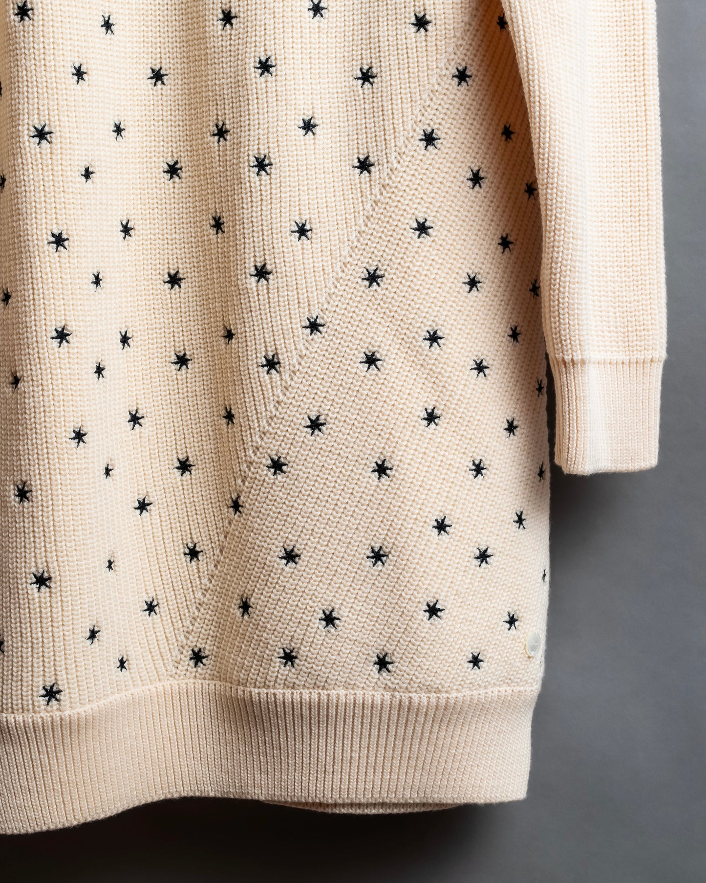 "Christian Dior" Star print frill detail cable knit tunic pullover