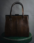 "Yves Saint Laurent" Late 80’s-90’s lizard embossed framed top handle bag