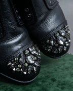 "Jimmy Choo" Bejeweled leather long boots